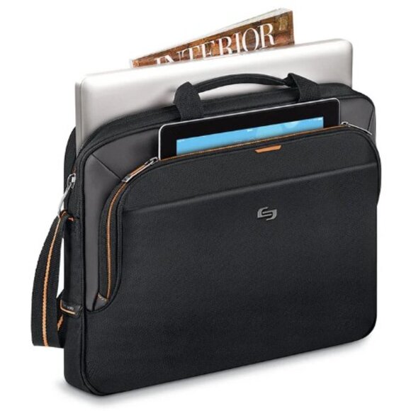 SOLO Slim Brief Laptop/Notebook Shoulder Bag Briefcase - Picture 12 of 15